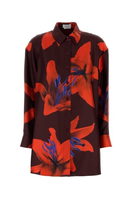 Printed satin oversize shirt