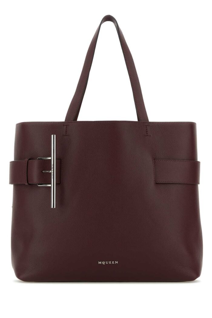 Tyrian purple leather T-Bar shopping bag - Image 1