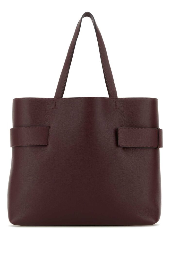 Tyrian purple leather T-Bar shopping bag - Image 3