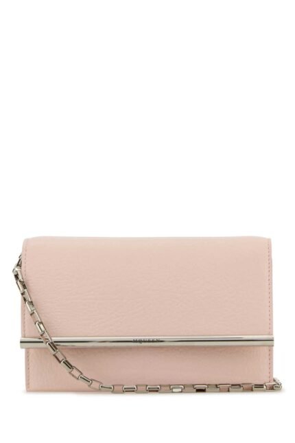 Pink leather mini Cross-Bar clutch