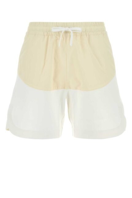 Two-tone stretch cotton blend and nylon shorts