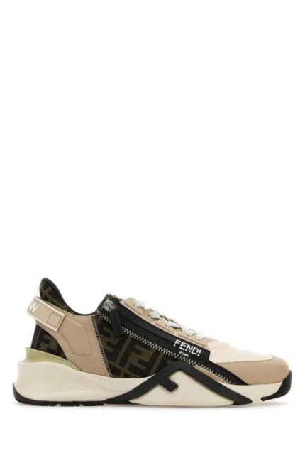 Multicolor leather and jacquard Fendi Flow sneakers