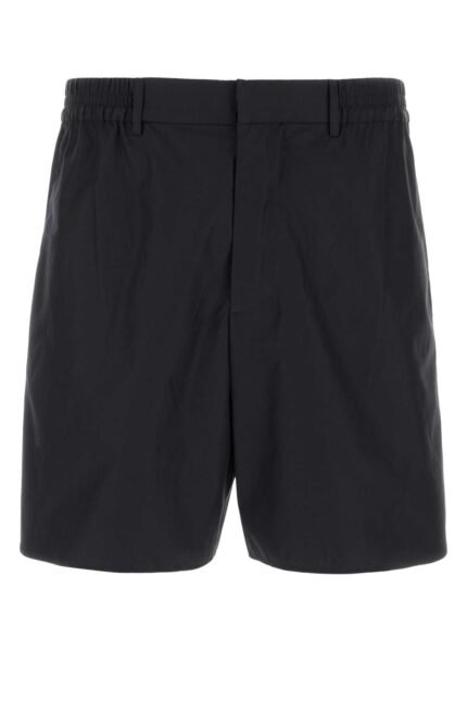 Black poplin bermuda shorts