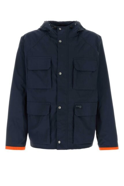 Navy blue nylon windbreaker