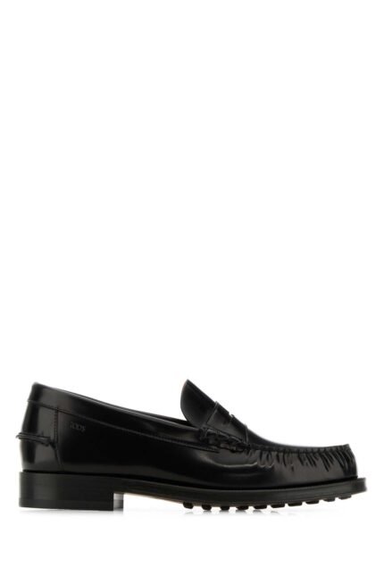 Black leather loafers
