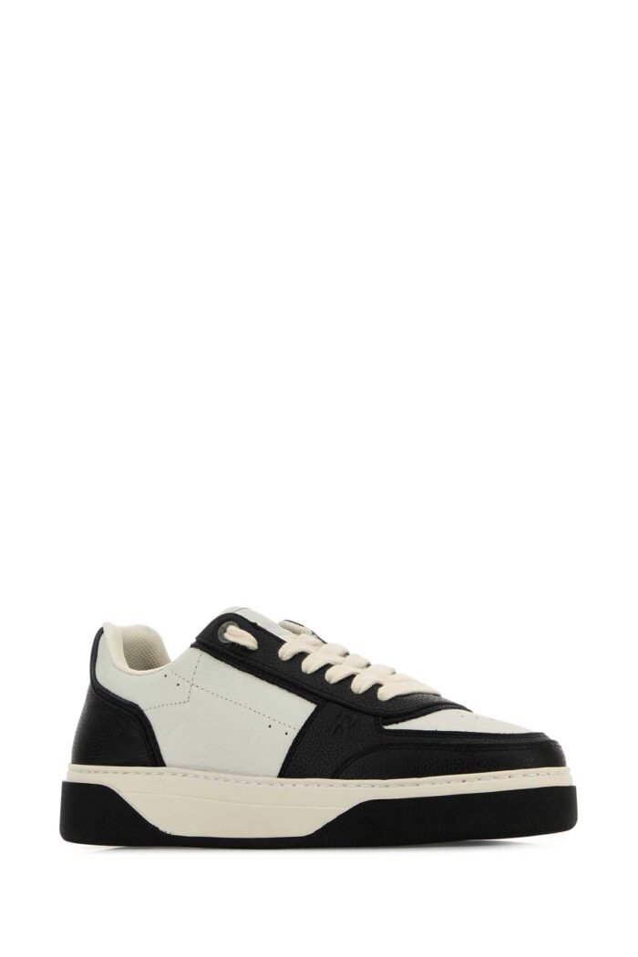 Two-tone leather and suede Initial sneakers - Image 2