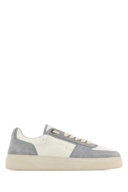 Two-tone leather and suede Initial sneakers