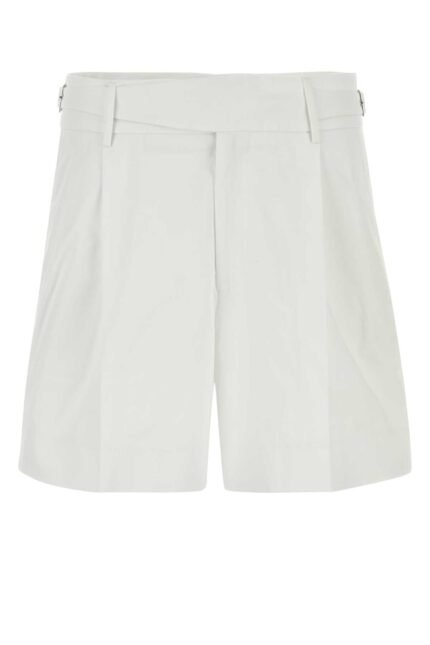 White stretch gabardine bermuda shorts