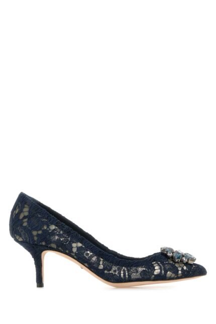 Midnight blue lace pumps