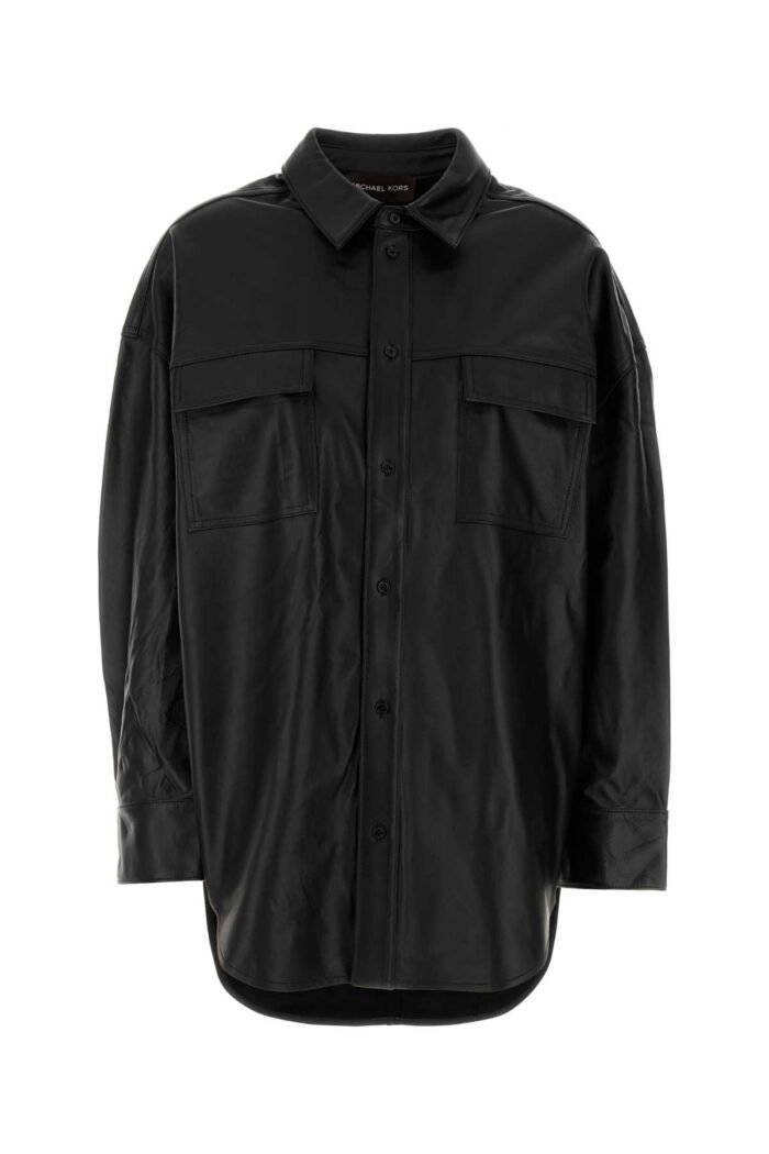 Black leather oversize shirt - Image 1