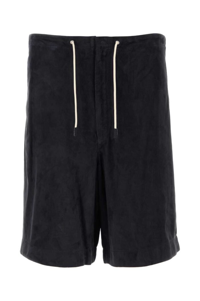 Dark blue suede bermuda shorts - Image 1