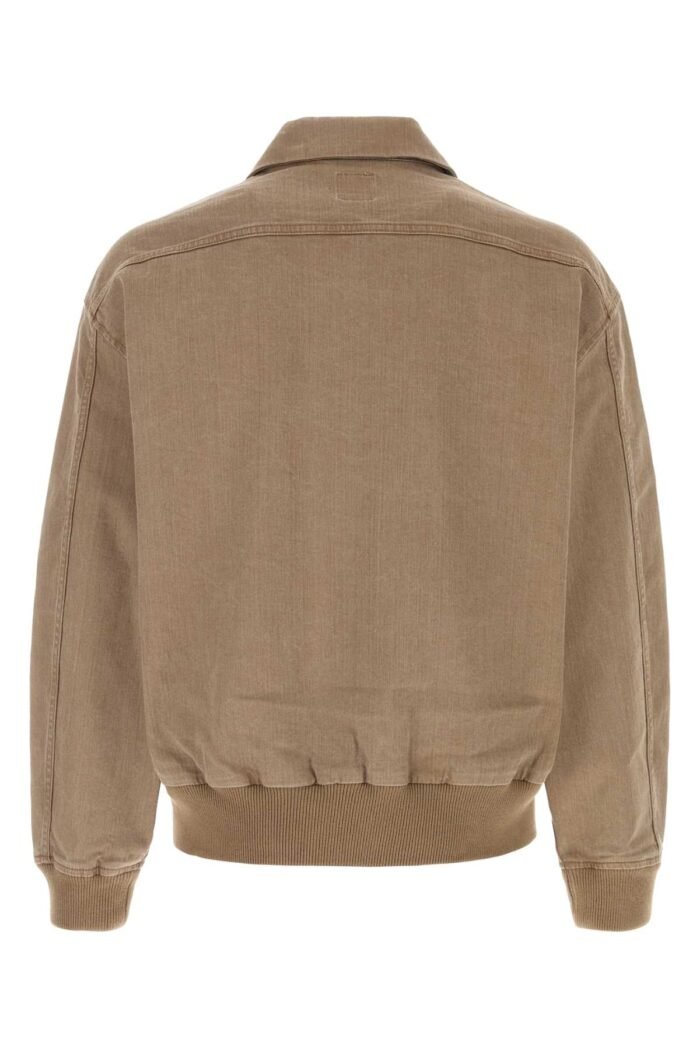 Brown stretch denim bomber jacket - Image 2
