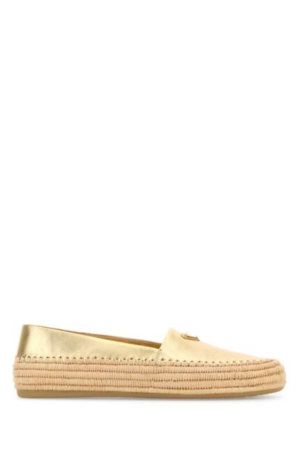 Gold leather espadrilles