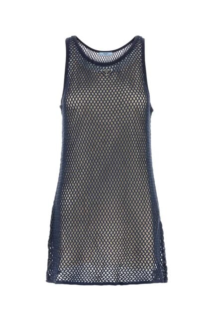Navy blue mesh mini dress