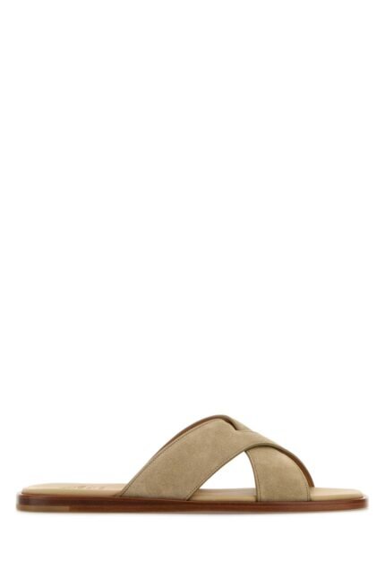 Sand suede slippers