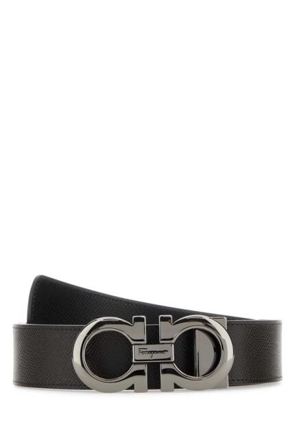 Dark brown leather reversible belt