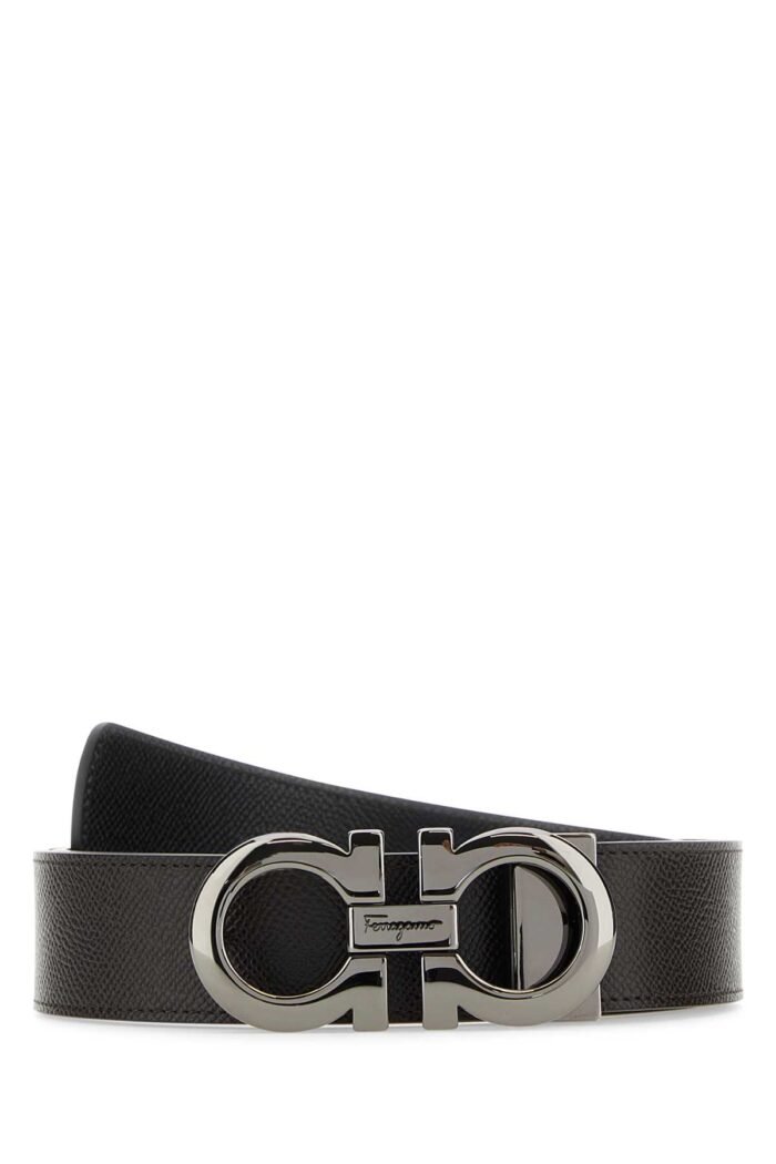 Dark brown leather reversible belt - Image 1