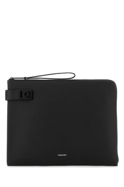 Black leather clutch