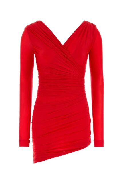 Red stretch jersey mini dress
