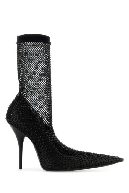 Black nappa leather and mesh Avenue ankle boots