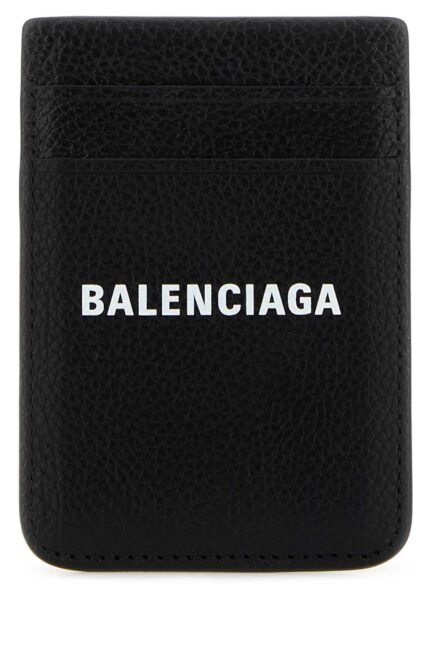 Black leather card holder