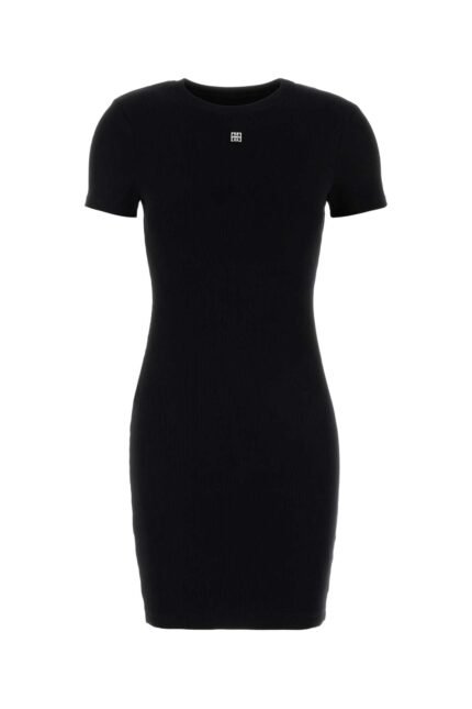Black stretch cotton dress