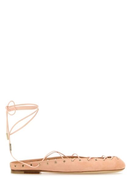 Light pink suede ChloÃ© Ghillies ballerinas