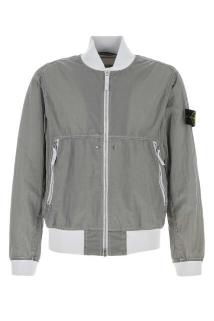 Grey nylon bomber jacket