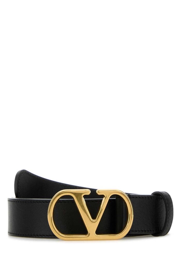 Black leather VLogo Signature belt - Image 1