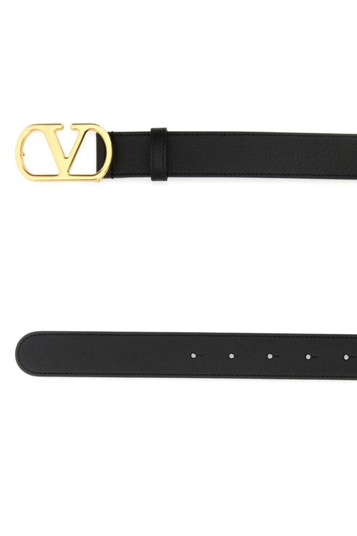 Black leather VLogo Signature belt - Image 2