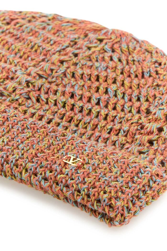 Multicolor linen blend Knitted VLogo Signature beanie hat - Image 3