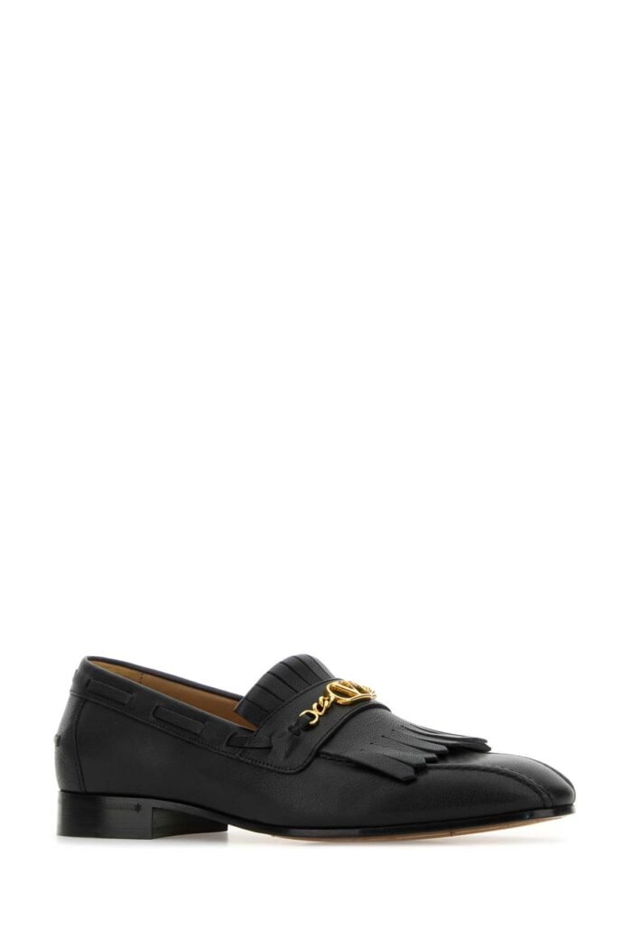 Black leather VLogo Signature loafers - Image 2