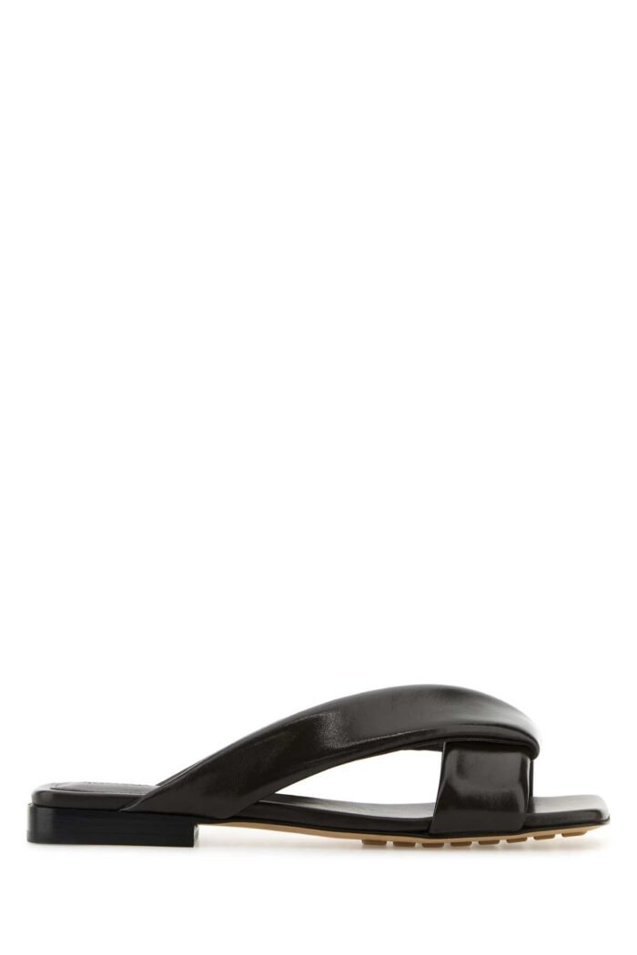Dark brown leather Riva slippers - Image 1