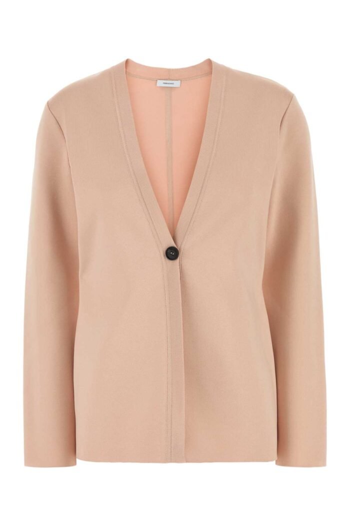 Pink stretch viscose blend cardigan - Image 1