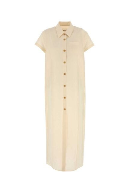 Cream linen blend Iffy shirt dress