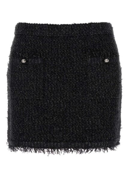 Black viscose blend mini skirt