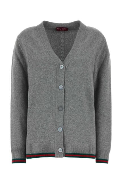 Grey wool blend cardigan