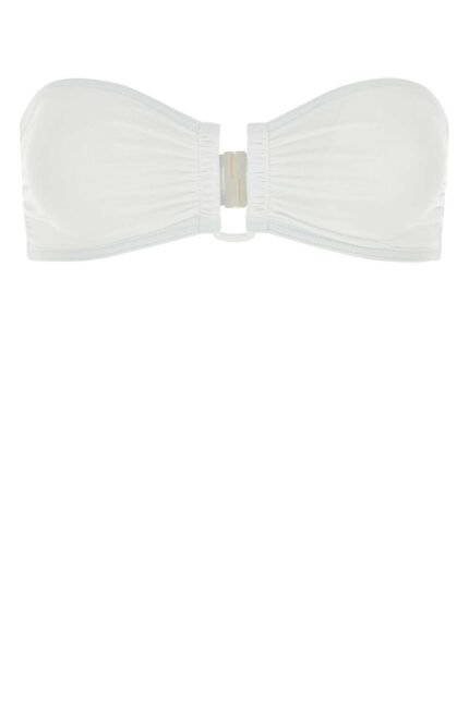 White stretch nylon Show bikini top