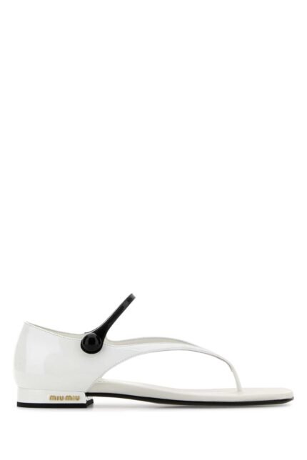 White leather thong sandals