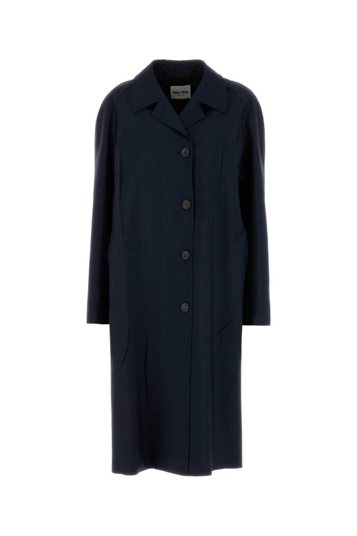 Navy blue mohair blend oversize overcoat - Image 1
