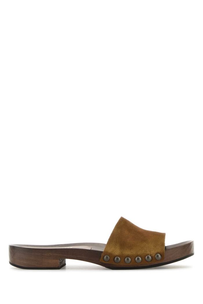 Camel suede clogs - Image 1