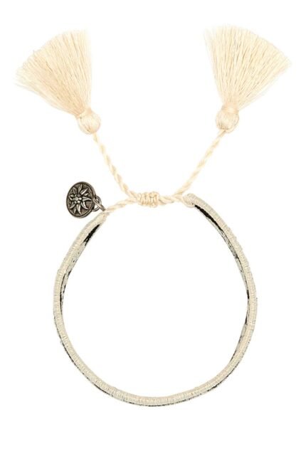 Two-tone suede and fabric bracelet