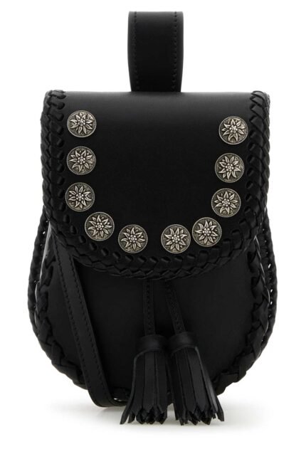 Black leather crossbody bag