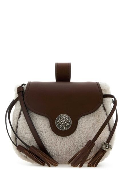 Sand shearling crossbody bag