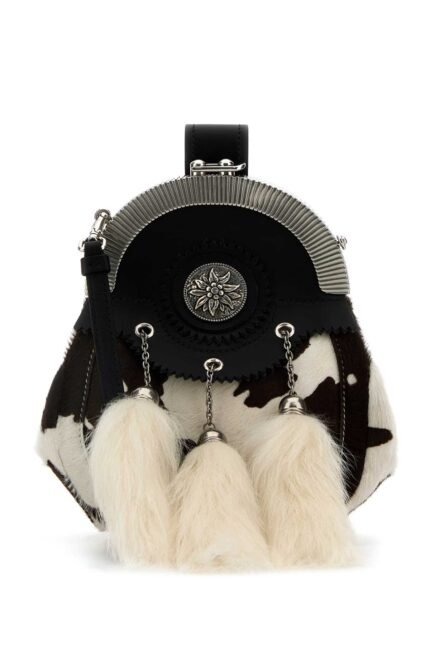 Printed calf hair clutch