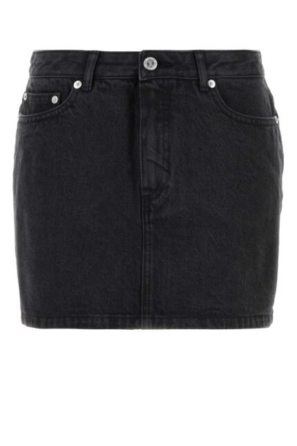 Black denim mini skirt