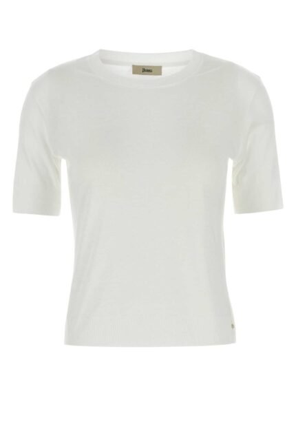White lyocell blend t-shirt