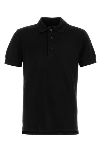 Black piquet polo shirt