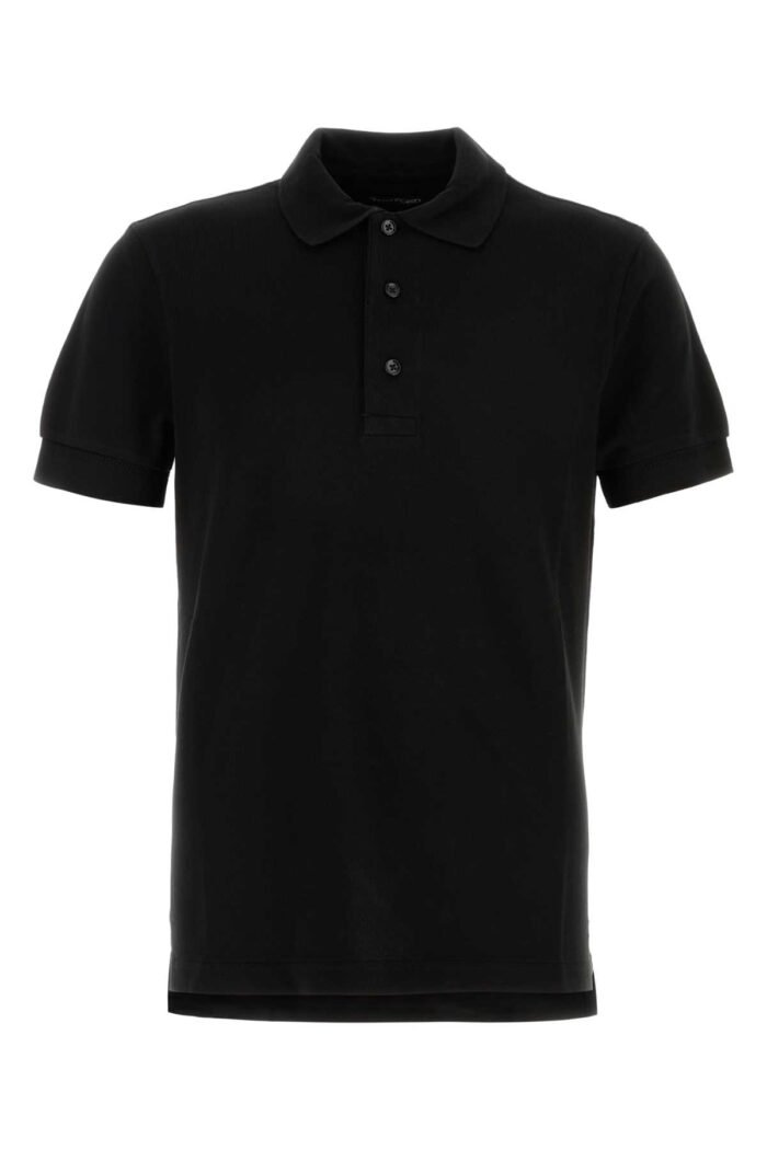 Black piquet polo shirt - Image 1
