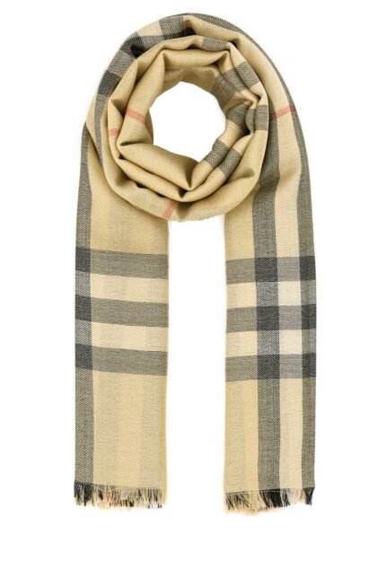 Embroidered wool blend scarf